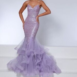 Johnathan Kayne Sparkling Lavender Prom Dress